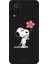 Vivo V21 Için Siyah Snoopy Bloom Desenli Silikon Kılıf 1