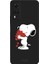 Vivo Y32 Için Siyah Snoopy Love Desenli Silikon Kılıf 1