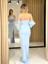 Mavi Balon Kollu İp Askılı Krep Yeni Sezon Abiye Elbise En5139 5139 4