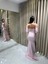 Pembe Straplez Drapeli Seyyar Kollu Abiye Elbise 5361 4