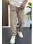 Erkek Beli Lastikli Jogger Pantolon Krem EDW394 1