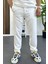 Erkek Slim Fit Beli Ipli Düğmeli Pantolon Beyaz EDW403 1