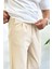 Erkek Rahat Kalıp Pileli Pantolon Krem EDW402 3