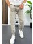 Erkek Regular Fit Dar Paça Lastik Paça Eşofman Altı Bej EDW406 2