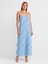 90574 Parçalı Uzun Denim Elbise-Mavi 1