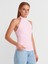10798 Halter Bağlamalı Yaka Fitilli Triko Bluz-Pembe 1