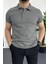Erkek Slim Fit Düz Renk Pamuklu Soft Polo Tişört Füme EDW365 1