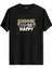 Retro Izgara Desenli "choose To Be Happy" Unisex Tişört 1