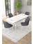 Arel Beyaz 80X132 Açılabilir Mdf Masa Yemek Odası Takımı, Mutfak Takımı 6 Adet Sandalye 2