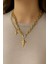 Altın Renk Çelik Yıldız Uçlu Kalın Zincir Kadın Kolye 2