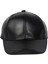 Siyah Unisex Vegan Deri Cap Şapka 4