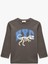 Dinozor Baskılı Uzun Kollu Bisiklet Yaka Pamuklu Tişört 1