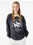 Polo Yaka Uzun Kollu Baskılı Oversize Sweatshirt 1