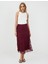 Bordo Yüksek Bel Dantel Detaylı Örme Midi Etek 1