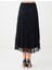 Siyah Yüksek Bel Dantel Detaylı Örme Midi Etek 5