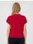 Kırmızı V Yaka Kısa Kollu Dokuma Bluz 5