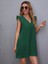 Kadın Kısa Kollu V Yakalı Ithal Krep Elbise L-Xl-Yeşil 2