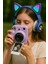 Mor Şipşak Fotoğraf Makinesi + Rgb Işıklı Kedi Kulaklı Bluetooth Kulaklık | Hediyelik Genç Set 2