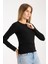Kadın Uzun Kollu Yuvarlak Yaka Esnek Basic Bluz – Günlük ve Şık 3009 7
