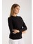 Kadın Uzun Kollu Yuvarlak Yaka Yün Karışımlı Basic Triko Bluz 3010 7