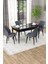 Arel Siyah Mermer 80X132 Açılabilir Mdf Masa Yemek Odası Takımı, Mutfak Takımı 4 Adet Sandalye 1