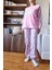 Kadın Kolları Peluş Detaylı Yumoş Pijama Takımı 1