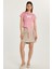 Kadın Slim Fit Dar Kesim %100 Pamuk Mini Bej Etek 4