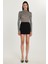 Kadın Slim Fit Dar Kesim Viskon Kumaş Pileli Siyah Mini Etek 4