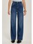 Kadın Regular Fit Geniş Paça Mavi Jean Kot Pantolon 1