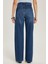 Kadın Regular Fit Geniş Paça Mavi Jean Kot Pantolon 5