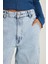 Kadın Regular Fit Yan Cepli Baggy Balon Mavi Jean Kot Pantolon 2