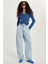 Kadın Regular Fit Yan Cepli Baggy Balon Mavi Jean Kot Pantolon 4
