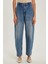 Kadın Regular Fit Yan Cepli Baggy Balon Mavi Jean Kot Pantolon 1