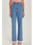Kadın Regular Fit Cepli Geniş Paça Mavi Jean Kot Pantolon 1