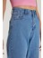 Kadın Regular Fit Cepli Geniş Paça Mavi Jean Kot Pantolon 2