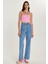 Kadın Regular Fit Cepli Geniş Paça Mavi Jean Kot Pantolon 3