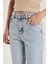 Kadın Regular Fit Boru Paça Açık Mavi Jean Kot Pantolon 2