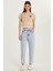 Kadın Regular Fit Boru Paça Açık Mavi Jean Kot Pantolon 4