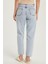 Kadın Regular Fit Boru Paça Açık Mavi Jean Kot Pantolon 5