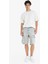 %100 Pamuk Baggy Fit Kargo Cepli Jean Bermuda Şort F5022AX25SM 4