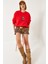 Kadın Ayıcık Baskılı Yazılı Ribanalı Basic Sweatshirt Ös 2