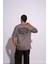 Erkek Oversize T-Shirt Life Fast Gri 1