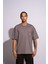 Erkek Oversize T-Shirt Mantar Gri 1