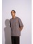 Erkek Oversize T-Shirt Mantar Gri 4