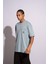 Erkek Oversize T-Shirt Mantar Mavi 1