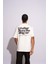 Erkek Oversize T-Shirt Life Fast Beyaz 1