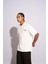 Erkek Oversize T-Shirt Life Fast Beyaz 5