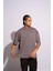 Erkek Oversize T-Shirt Ninja Gri 5