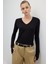 V Yaka Uzun Kol Basic T-Shirt Siyah K2623803_001 1