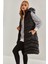 Kadın Kapişonu Kürklü Uzun Yelek 1